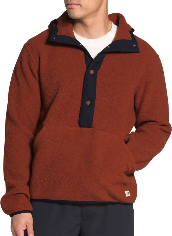 The North Face Men's Carbondale ¼ Snap Hoodie - Large, Brandy Brown/Aviator Navy