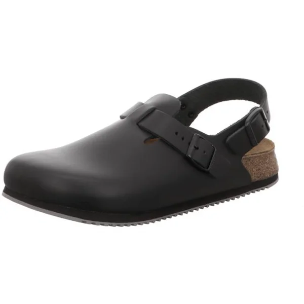 Birkenstock Tokio Natural Leather Black Professional for Medical Professionals - Designed to Maintain Safety Standards