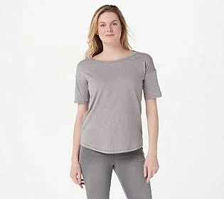 Barefoot Dreams Slub Jersey Dropped Shoulder Tee - Size X-Large, Dove Gray