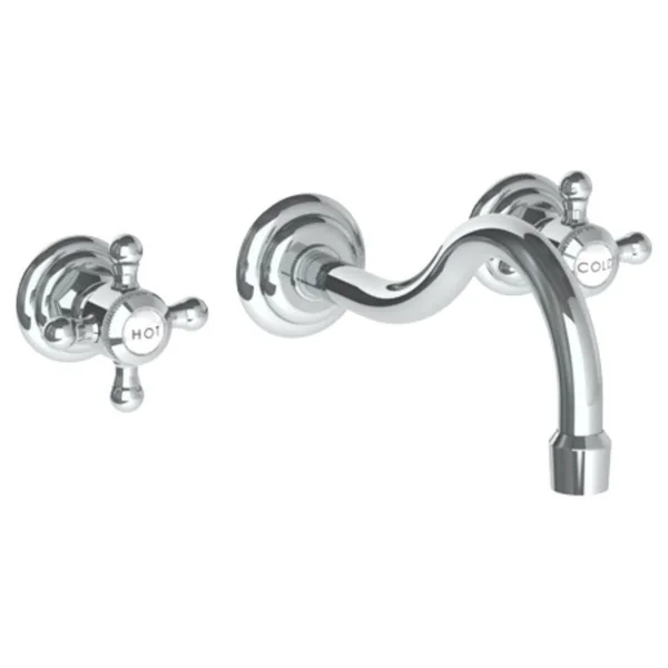 Watermark Paris 206-2.2M-V-PC Wall Mounted 3 Hole Lavatory Set with 8 3/8x22 CtC Spout - Polished Chrome