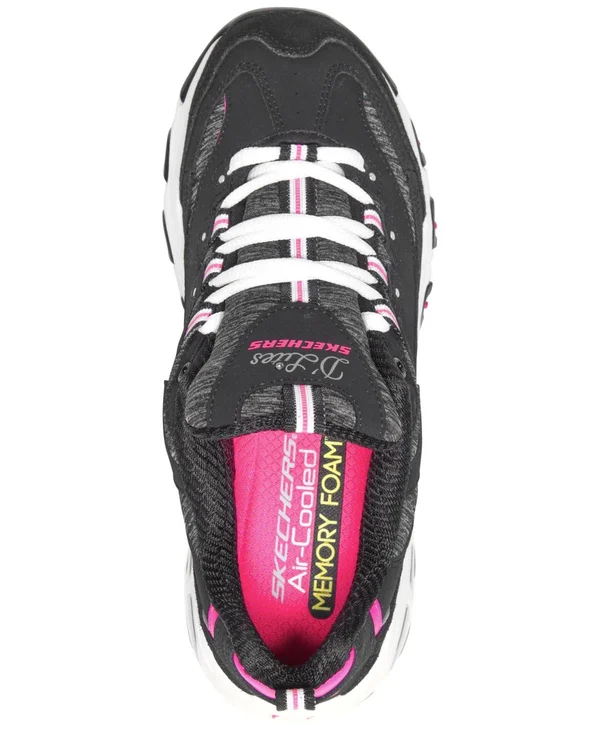 Skechers Womens D&Lites Me Time Athletic Shoes - Black - Size 8