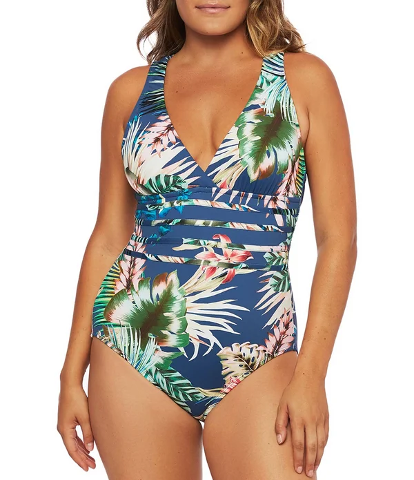 Tropical Rain Multi-Strap Cross-Back One Piece blue moon, 0