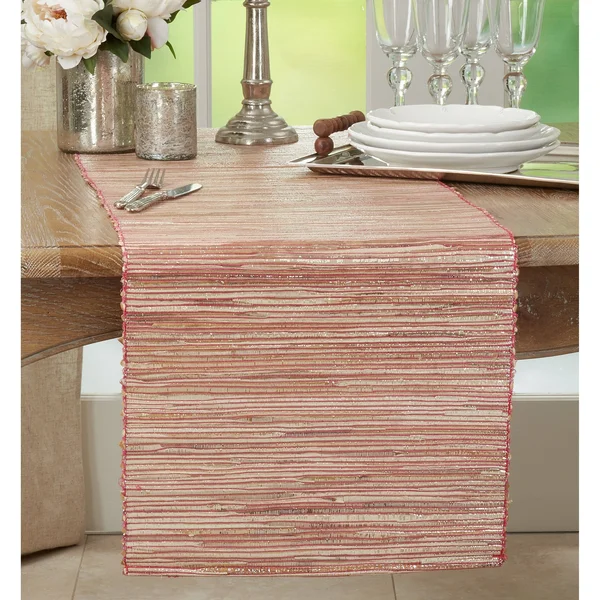 Saro Lifestyle Shimmering Woven Nubby Texture Water Hyacinth Table Runner Rust 14x22x90x22