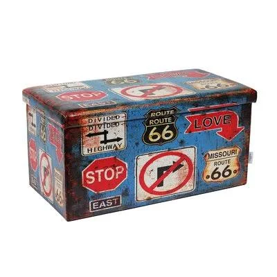 Atherste 30x22 Wide Faux Leather Rectangle Storage Ottoman Williston Forge Leather Type: Blue/Red/White