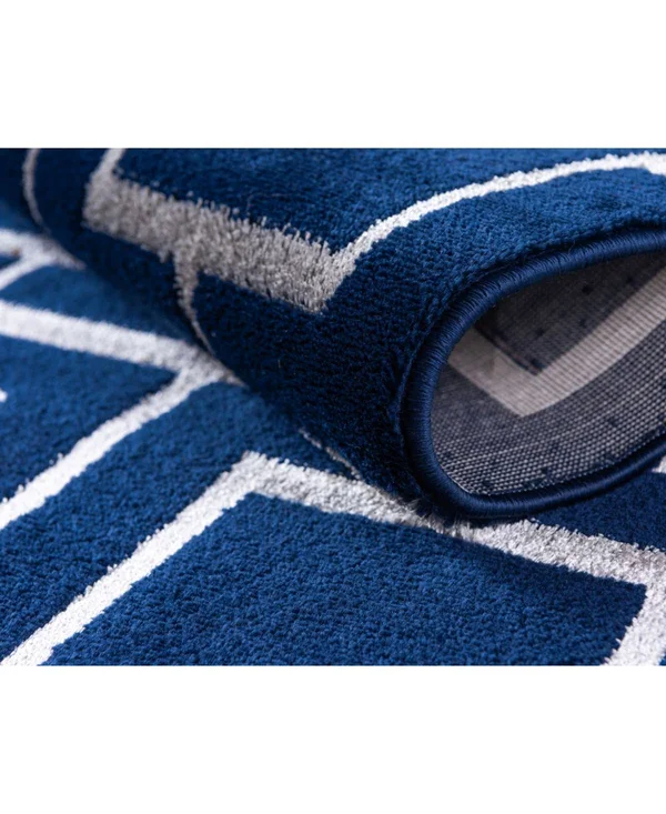 Marilyn Monroe Deco Glam Geometric Area Rug - 4& x 6& - Navy Blue/Silver