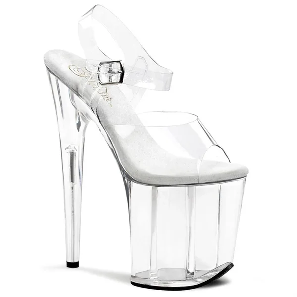 Pleaser - FLAMINGO-808 9, Clear/Rose Gold Chrome