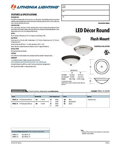 Lithonia Lighting FMDECL 14 20840 BN M4 LED Round Decor Flush Mount - 14-Inch, Brushed Nickel