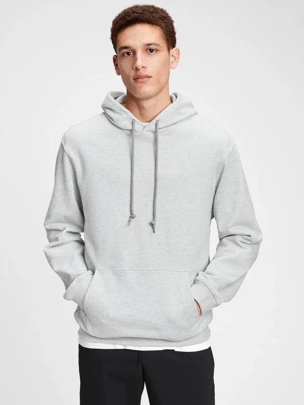Gap Men's French Terry Hoodie White Heather Size XXL