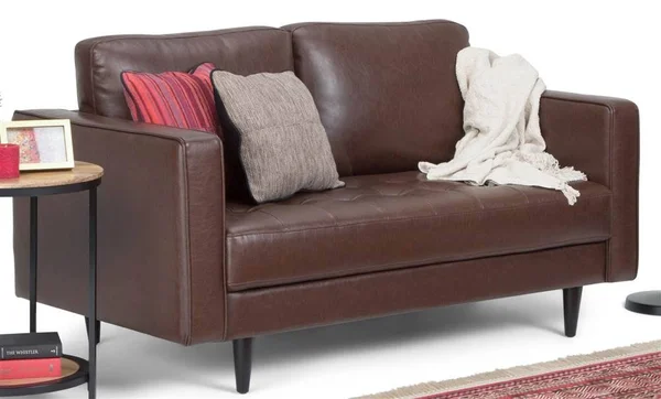 Simpli Home Blaine Loveseat - Distressed Cognac Faux Air Leather