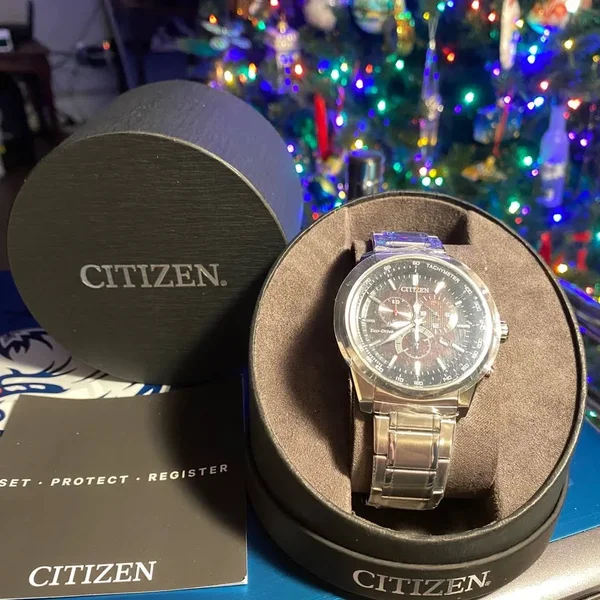 Citizen Men's Black Dial Stainless Steel Eco-Drive Chronograph Watch At2370-55f