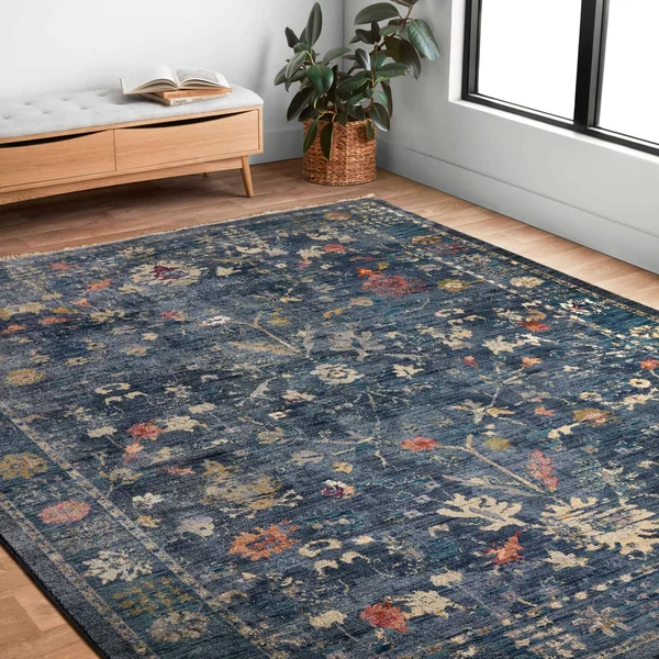 Alexander Home Jewel Boho Distressed Vintage Area Rug - 5& x 7&-10x22 - Denim, Multi