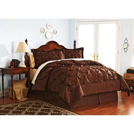 Better Homes & Gardens Queen Tufted Comforter Set, 4 Piece, Brown