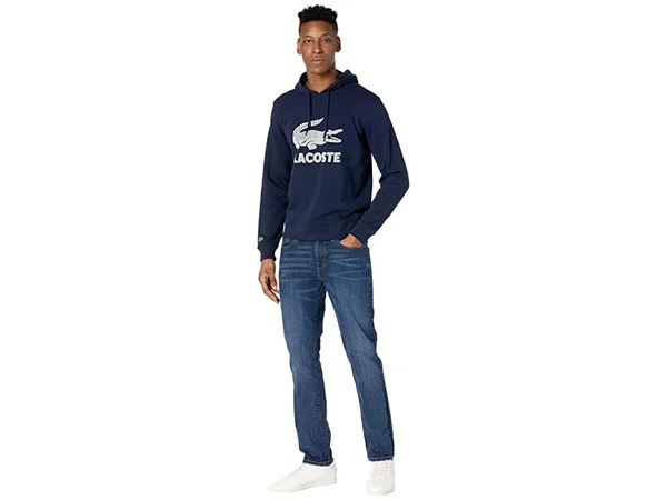 Lacoste Men's Long Sleeve Flocked Graphic Croc Hooded Sweatshirt