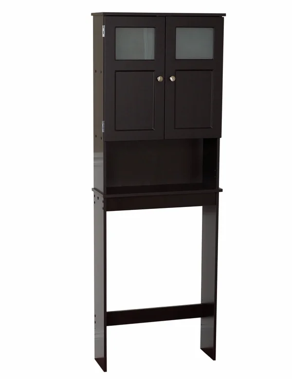 Zenna Home Over-the-Toilet Bathroom Spacesaver with Glass Windows - Espresso