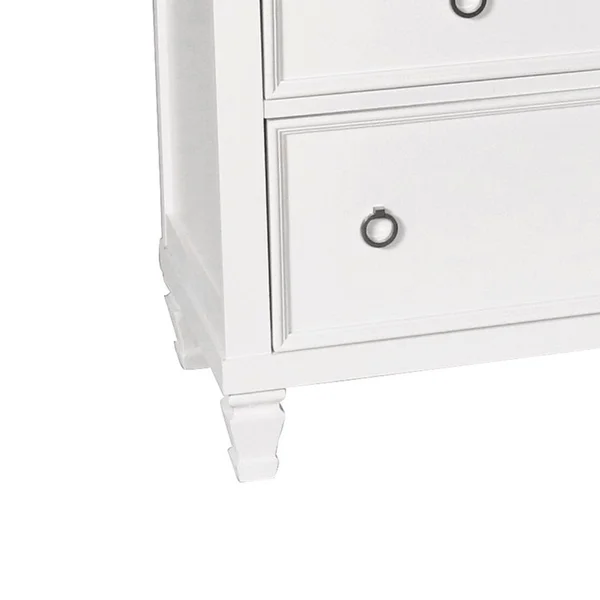 8 Drawer Wooden Dresser with Ring Pulls and Tapered Feet, White