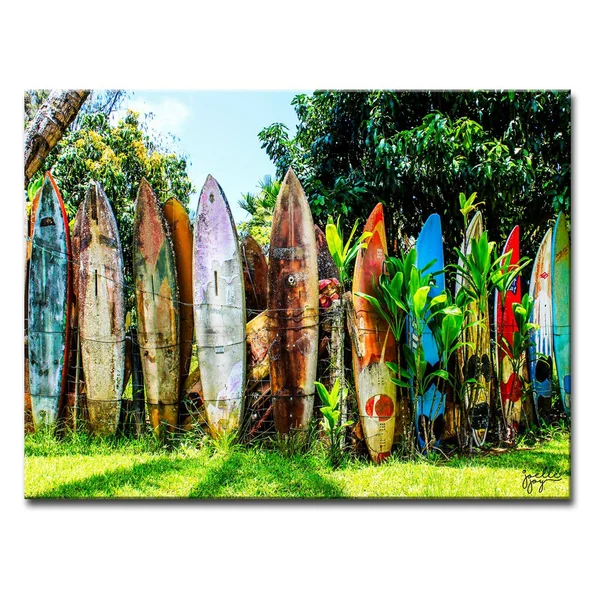 Ready2HangArt Surfboard Fence Canvas Art Print, Size: Large