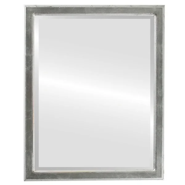 Toronto Framed Rectangle Mirror in Silver Leaf with Black Antique, 21x22x25x22