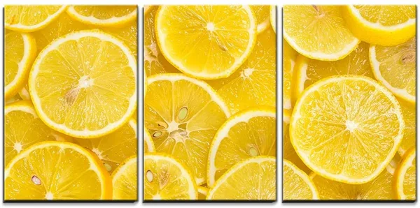 Wall26 - 3 Piece Canvas Wall Art - Background of Sliced Ripe Lemons Organic - Pattern - Modern Home Decor Stretched and Framed Re