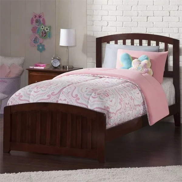 Atlantic Furniture Richmond Traditional Bed with Matching Foot Board, Twin XL, Walnut