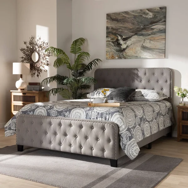 Annalisa Modern Transitional Fabric Upholstered Panel Bed Grey
