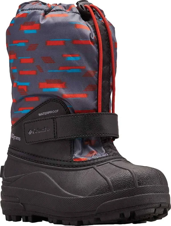 Columbia Unisex Children's Powderbug Forty Print Boot, Size: 12, Graphite/Flame