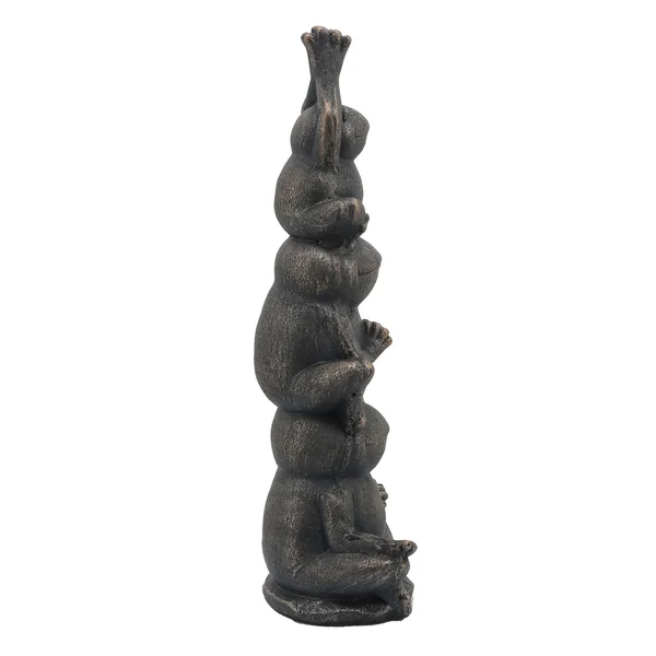 24 Inches Resin Stacked Meditating 3 Frog Accent Decor - Bronze