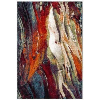 Dowlen Abstract Red/Green Area Rug 17 Stories Rug Size: Rectangle 9& x 12&