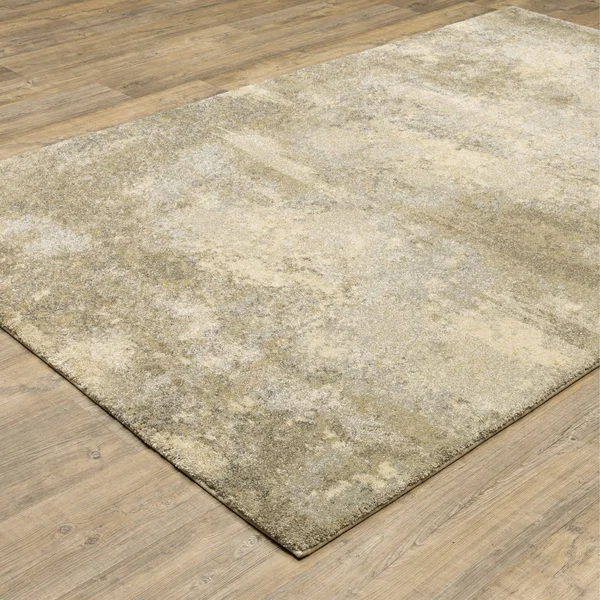 Anton Contemporary Abstract Yellow/Gold Area Rug - 5&3x22 x 7&6x22