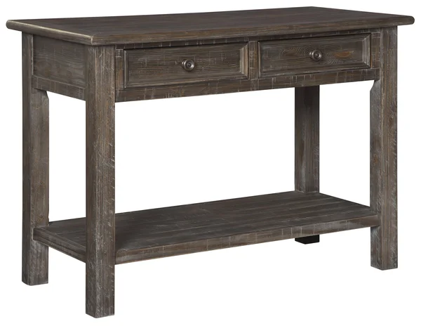 Benzara BM210838 Plank Style Wooden Sofa Table with 2 Drawers and 1 Open Shelf Rustic Brown