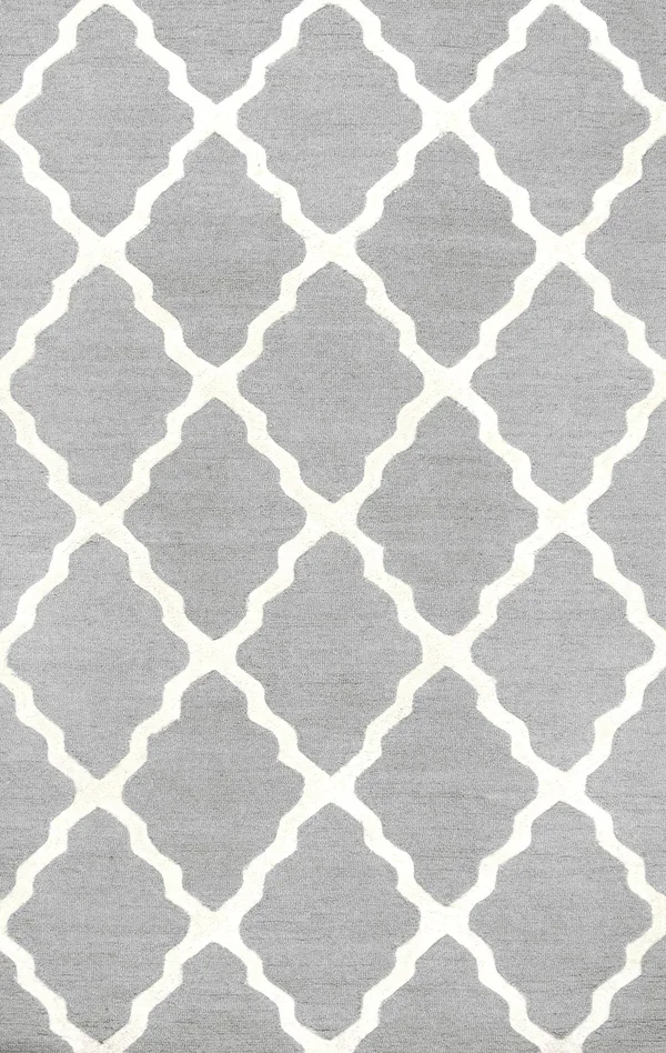 nuLOOM Light Grey Hand Hooked Marrakech Trellis Area Rug Runner, 2& 6x22 x 8&