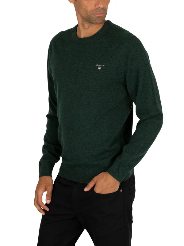 Gant Super Fine Lambswool Crew Neck Sweater, Green