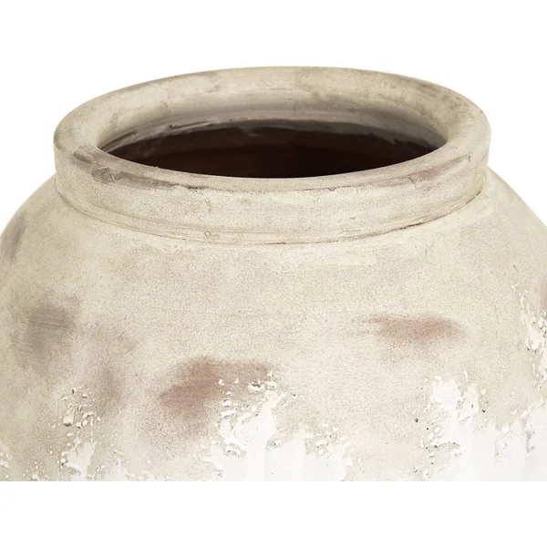 Siena French Country White Rustic Distressed White Ceramic Floor Vase - 31x22, Kathy Kuo Home