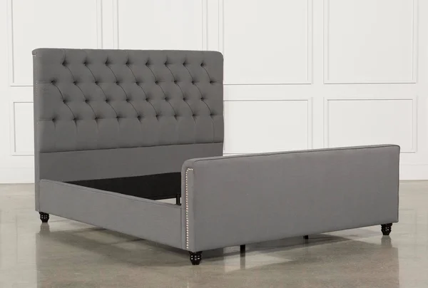 Upholstered Bed - California King Upholstered Bed Panel Bed Traditional, Leighton - Grey - Fabric - 78.7x22W x 95.7x22D x 58.7x2