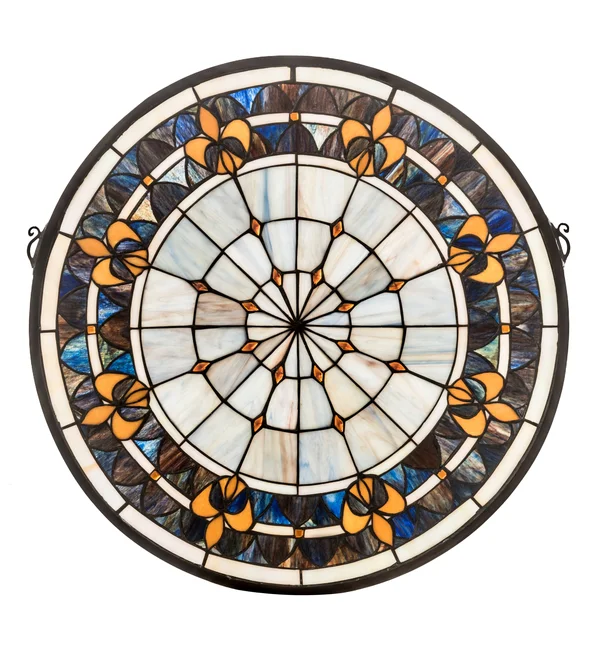 Meyda 21x22W x 21x22H Fleur-de-lis Medallion Stained Glass Window