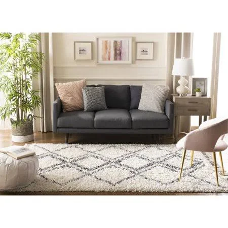 Wrought Studio Quinley Shag Beige/Gray Area Rug, Size: Rectangle 9' x 12'