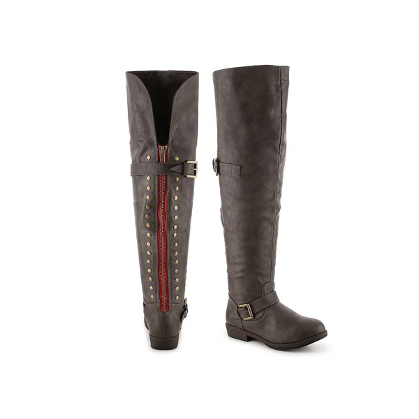 Journee Collection Kane Over The Knee Boot - Women's, Dark Taupe, Size 8, Boots, Riding