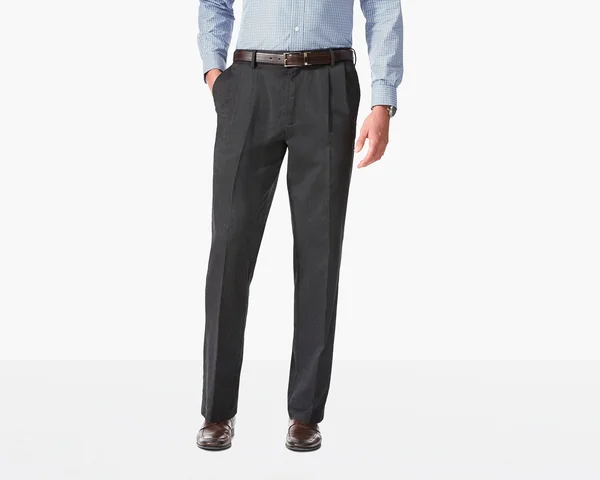 Dockers Comfort Khaki Pleat, Relaxed Fit - Charcoal Heather