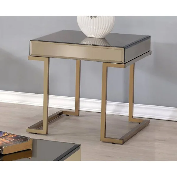 Acme Furniture Boice Smoky Mirror & Champagne End Table