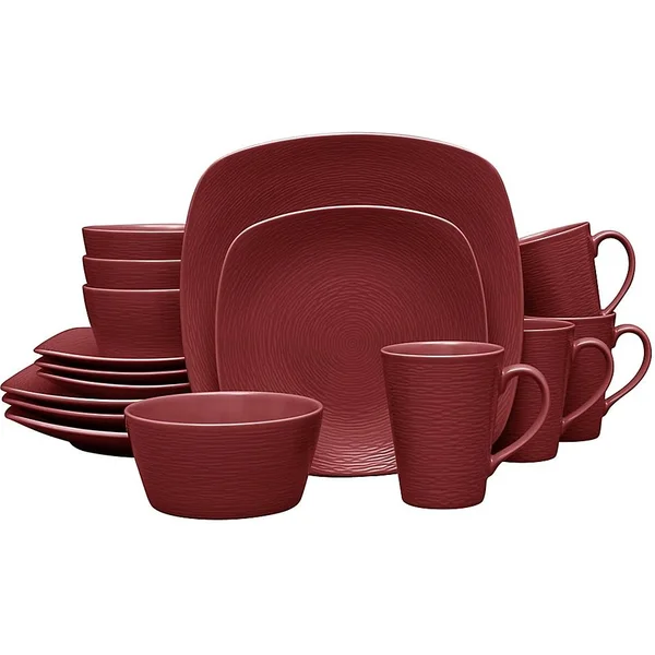 Noritake Red on Red Swirl Square 16-Piece Dinnerware Set