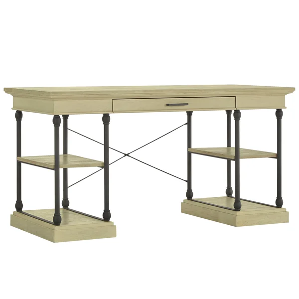 Inspire Q Barnstone Cornice 1-Drawer Storage Writing Desk by Artisan White Antique - Wood Finish