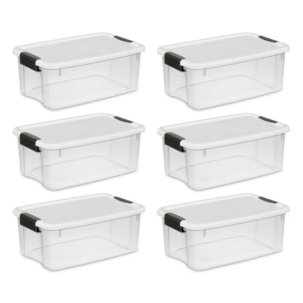Sterilite 19849806 18 Quart/17 LITER Ultra Latch Box - Clear with A White Lid