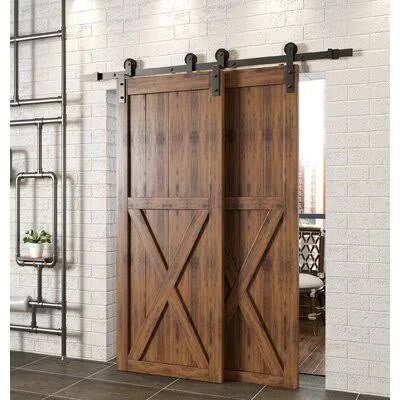 Single Bypass Double Door Barn Door Hardware Kit Homacer Track Length: 79.2 in.