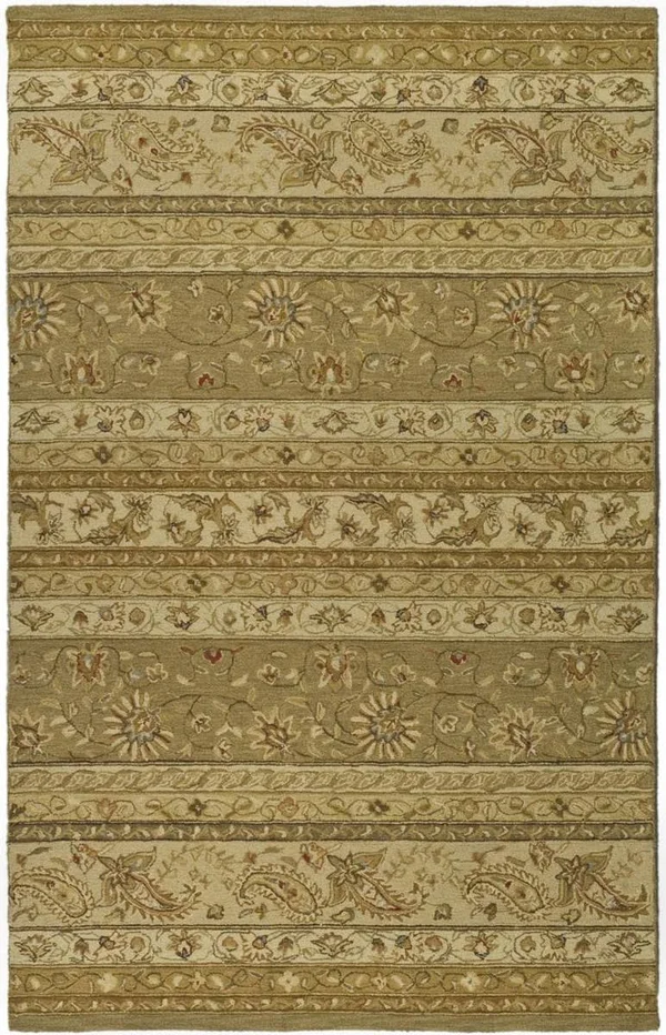 Chelsea HK380 Ivory, Taupe Hand Hooked Wool Pile 5ft-6in x 5ft-6in Round Rug