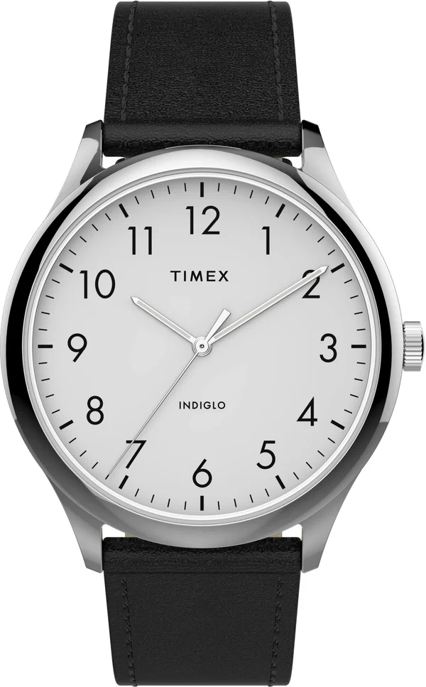 Timex TW2T71800 Men's Modern Easy Reader 40mm Black Leather Strap Watch