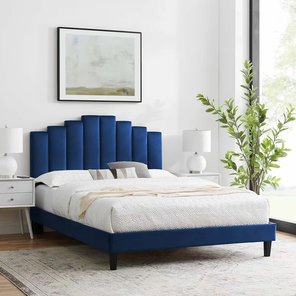 Modway Elise Full Performance Velvet Platform Bed MOD-6877 - Light Gray
