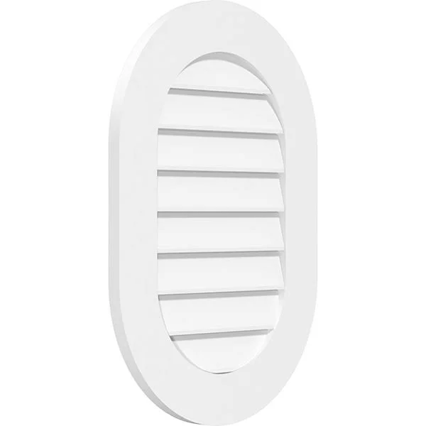 Ekena Millwork GVPVR14X1801SF 14x22W x 18x22H Vertical Round Ended Surface Mount PVC Gable Vent: Functional, w/ 3-1/2x22W x 1x22