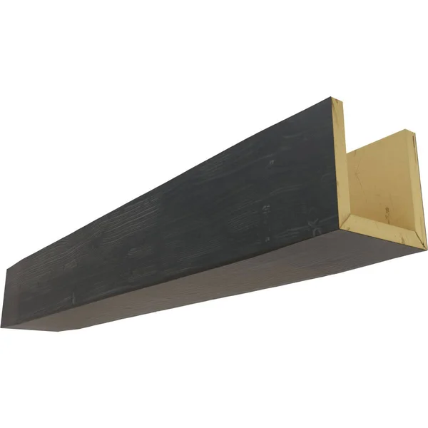 Ekena Millwork BMSD3C0100X060X120ES 10x22W x 6x22H x 10&L 3-Sided (U-beam) Sandblasted Endurathane Faux Wood Ceiling Beam, Aged