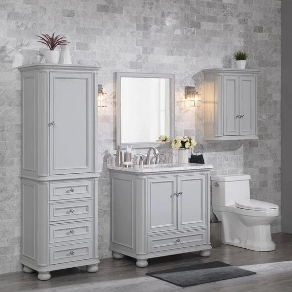 Allen + Roth Wrightsville 36-in Light Gray Undermount Single Sink Bathroom Vanity with Natural Carrara Marble Top - 1116VA-36-24