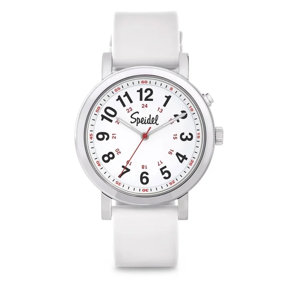 Speidel Scrub Glow Watch for Medical Professionals with Scrub Matching White Silicone Band - Easy to Read Light Up Dial, Second H