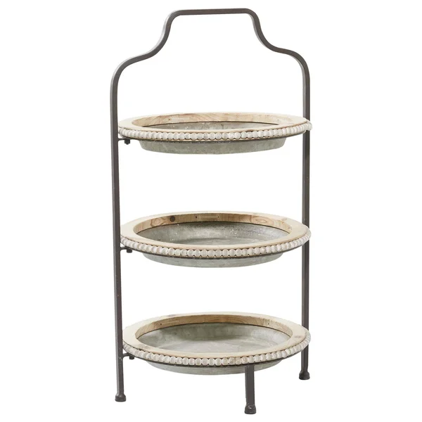 Decmode Grey Metal Farmhouse Tiered Server, 29 x 16 x 15 - 43392